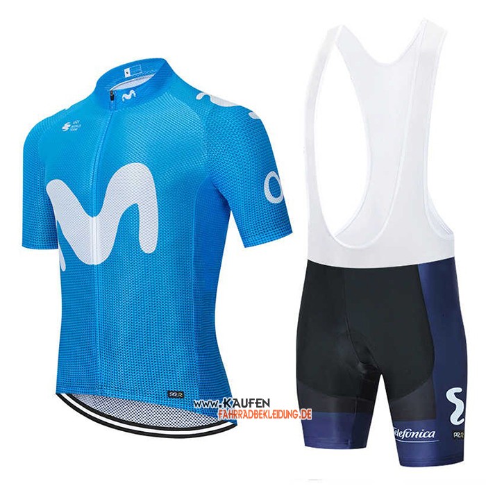 Movistar Kurzarmtrikot 2020 und Kurze Tragerhose Blau